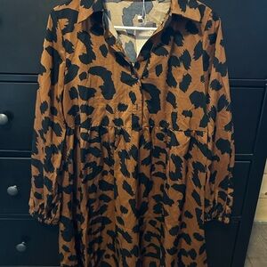 Leopard Print Brown and Black Dress